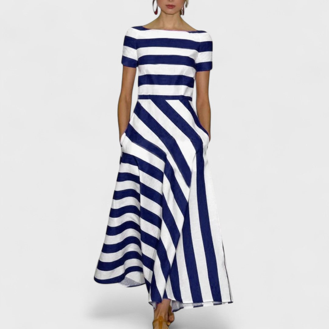 Nicole | Käsintehty Raidallinen Pitkä Mekko